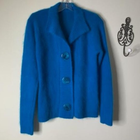 Angora Wool Big Button Short Cardigan Sz M - Picture 6 of 6